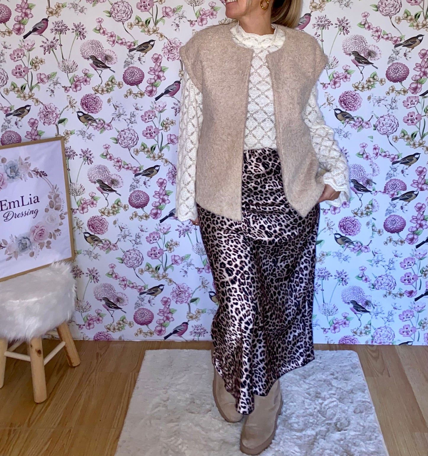 Jupe Melanie - en satin léopard