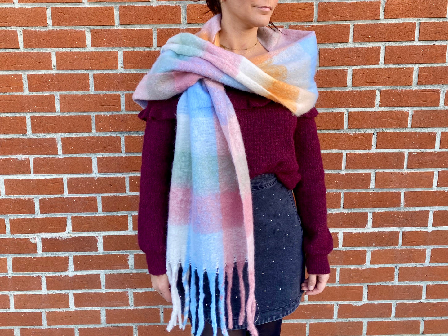 Echarpe multicolore Bleue