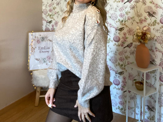 Pull Manon à boutons fleuris