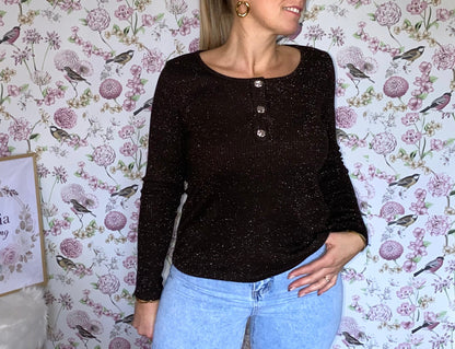 Top Lia-  manches longues Marron