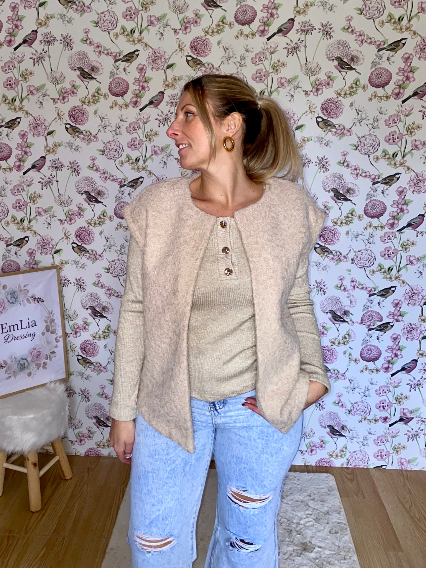 Top Lia -manches longues beige