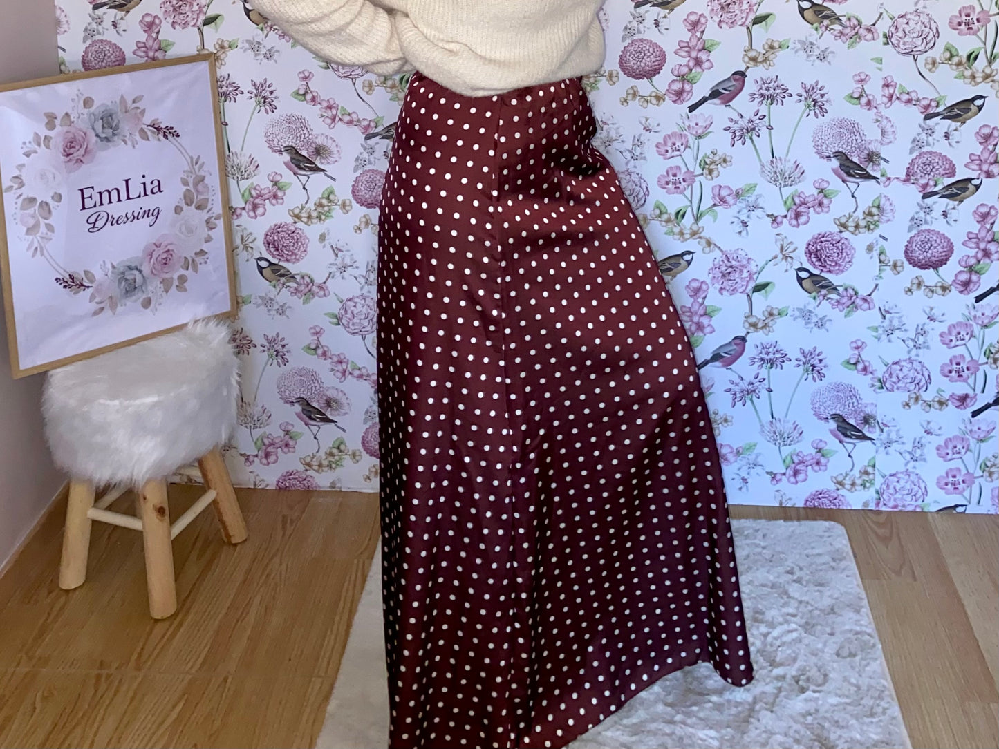 Jupe Périne - en satin à pois