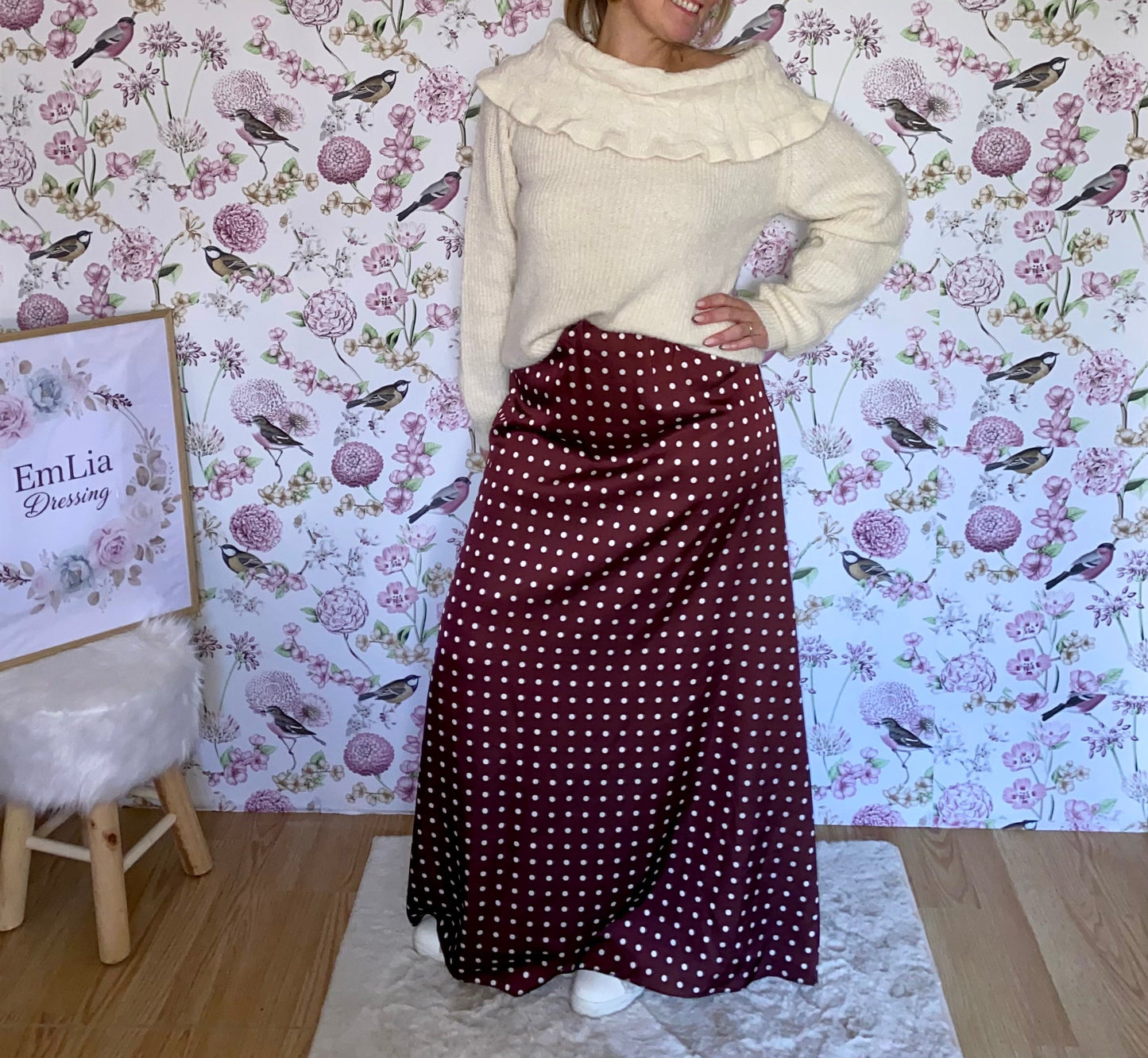 Jupe Périne - en satin à pois