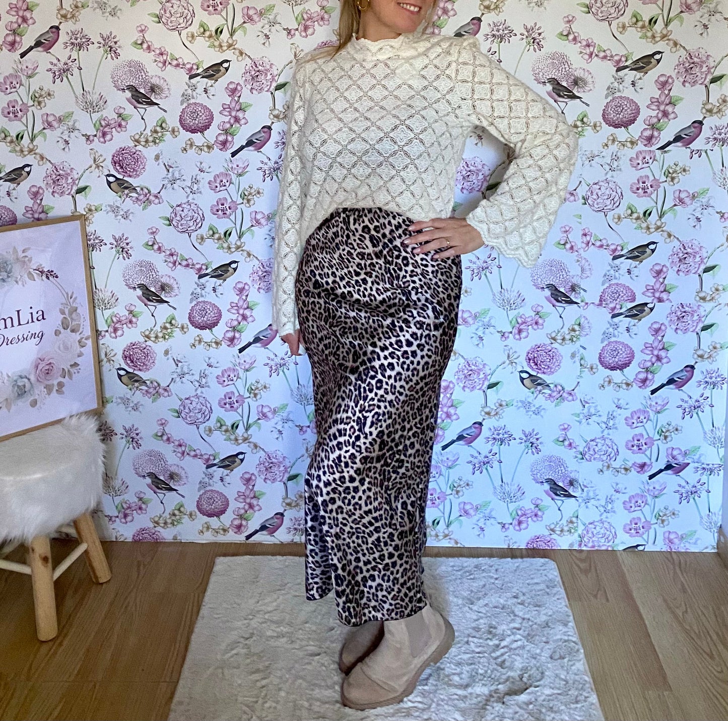 Jupe Melanie - en satin léopard