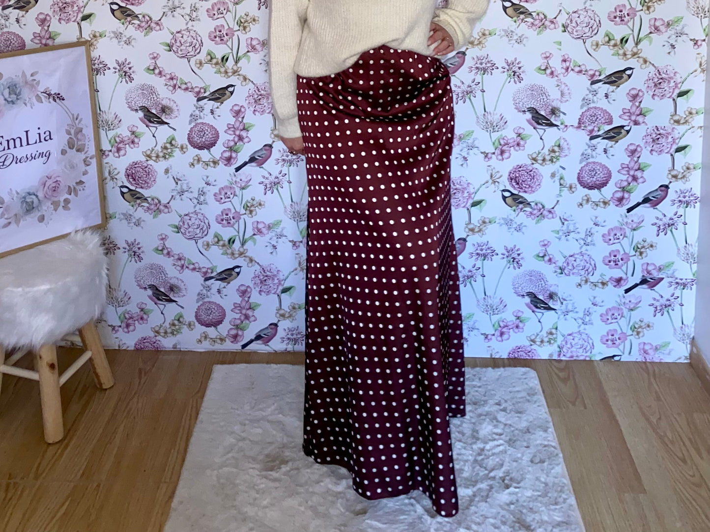 Jupe Périne - en satin à pois