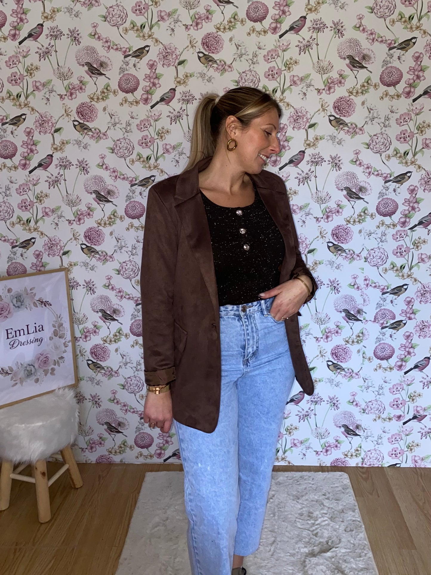 Blazer Hélène- en suédine choco