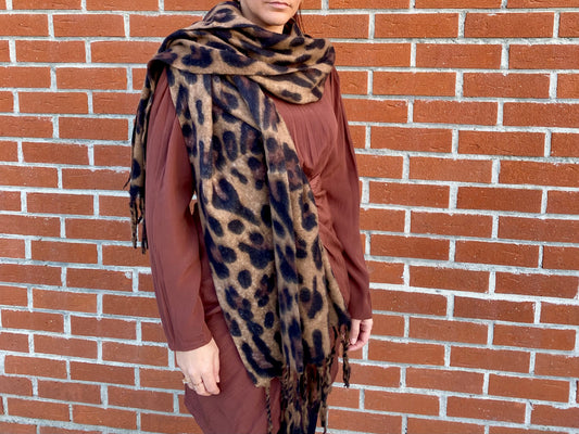Echarpe Léopard Camel